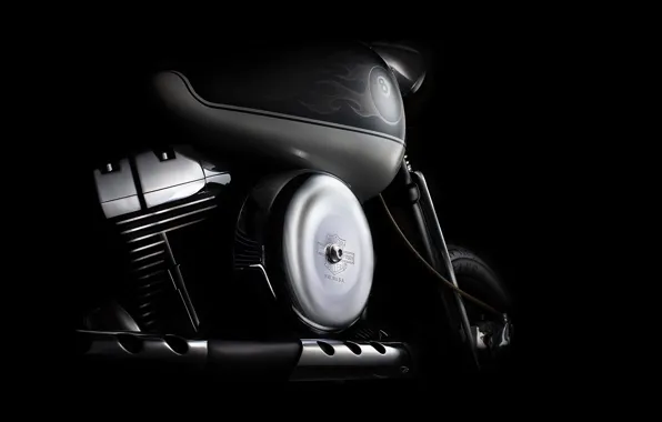 Картинка двигатель, Harley Davidson, цилиндры, бак, fine art photography