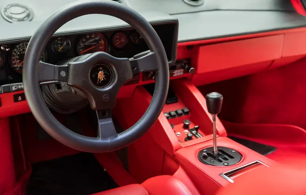 Картинка Lamborghini, lambo, Countach, Lamborghini Countach 5000QV, steering wheel, car interior