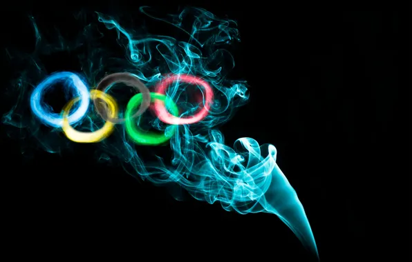 Картинка краски, дым, кольца, олимпиада