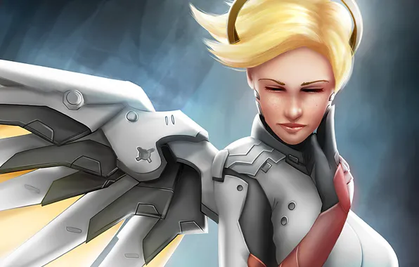 Девушка, Blonde, Overwatch, Mercy