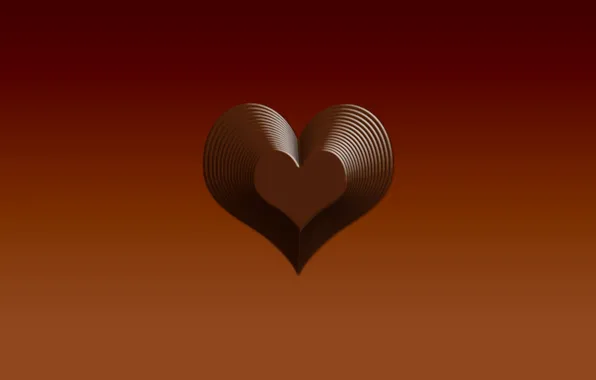 Минимализм, объем, шоколад, фигура, обои, Сердце