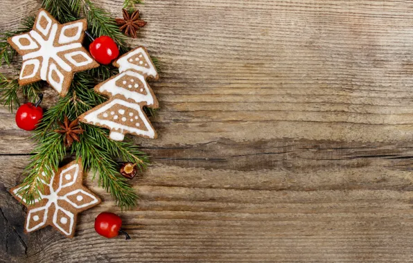Елка, Новый Год, печенье, Рождество, wood, Merry Christmas, Xmas, cookies