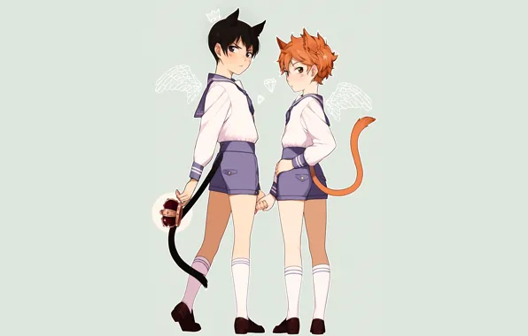 Корона, мальчики, Волейбол, Haikyuu, Кагеяма Тобио, Хината Сё