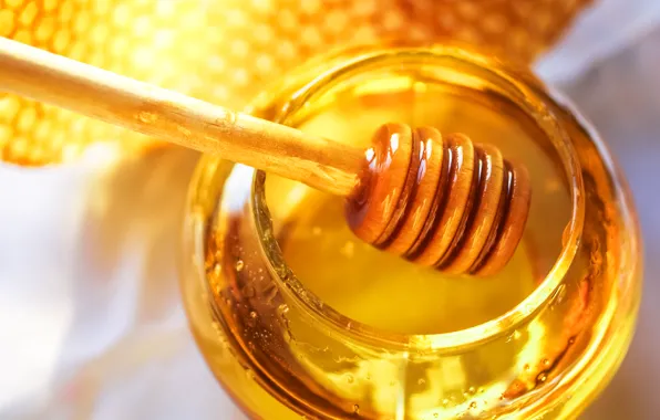 Картинка соты, мед, ложка, банка, мёд, баночка