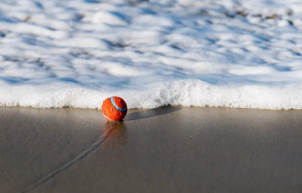 Картинка песок, волна, мяч