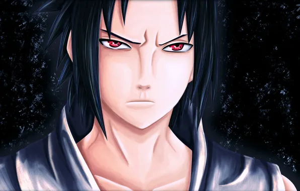 Картинка арт, парень, Naruto, красные глаза, Sasuke Uchiha