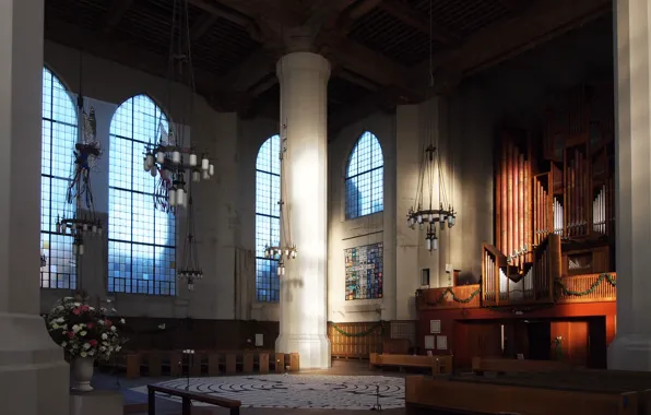 Картинка дизайн, стиль, интерьер, собор, костел, катедрал, view with organ