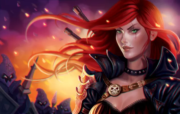 Картинка девушка, рыжая, League of Legends, Katarina, moba, riot games