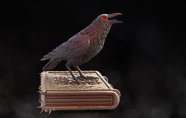 Птица, ворон, bird, crow, raven, digital art, цифровое искусство