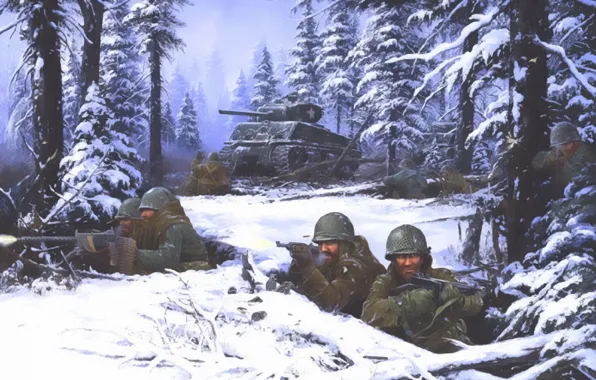 Картинка battle, 1944, ww2, battle of bulge, second wolrd war, ardennes, airborne 101
