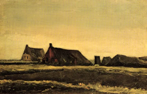 Картинка Vincent van Gogh, Early paintings, Cottages, домишки