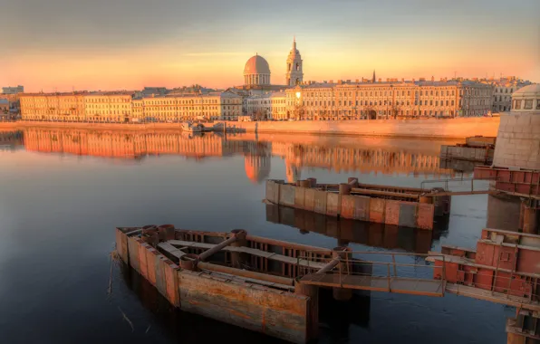 Картинка река, утро, Санкт-Петербург
