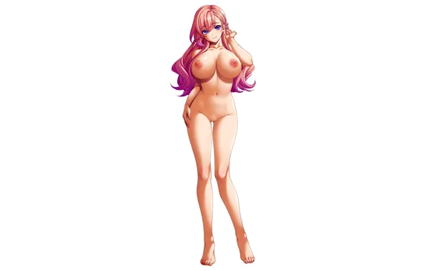 Girl, sexy, pink hair, erect nipples, long hair, legs, nipples, boobs