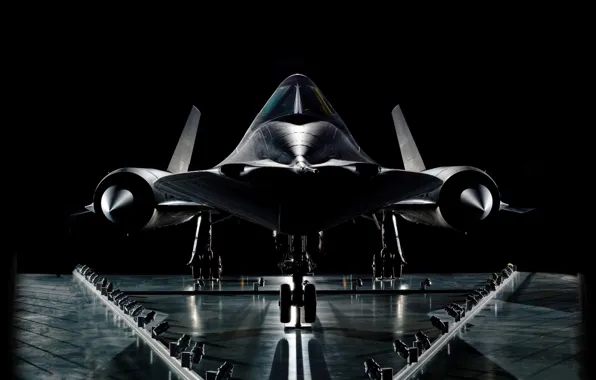 Картинка самолет, фон, черный, колеса, турбины, Авиация, Lockheed SR-71
