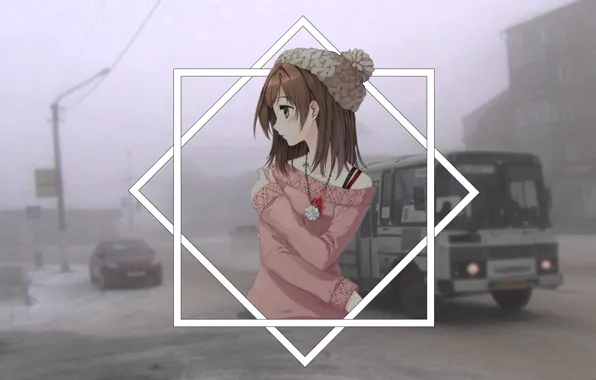 Зима, девушки, автобус, anime, madskillz, мэдскиллз