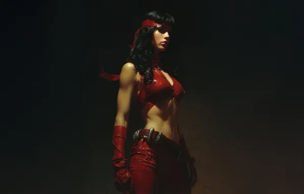 Girl, brunette, look, suit, Elektra, superhero