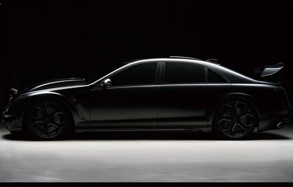 Черный, тюнинг, мерседес, mercedes s500