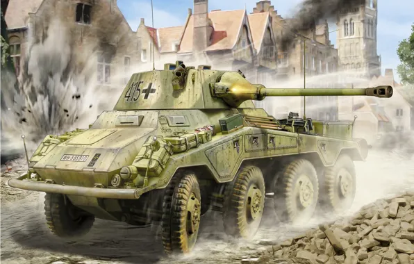 Рисунок, Puma, Немецкий, Тяжёлый, Бронеавтомобиль, Schwerer Panzerspähwagen (5cm), Sd.Kfz.234/2, 50-мм KwK 39/1 L/60