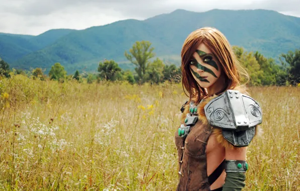 Воительница, косплей, Women, The Elder Scrolls V: Skyrim, Cosplay, Эйла, Aela, Huntress