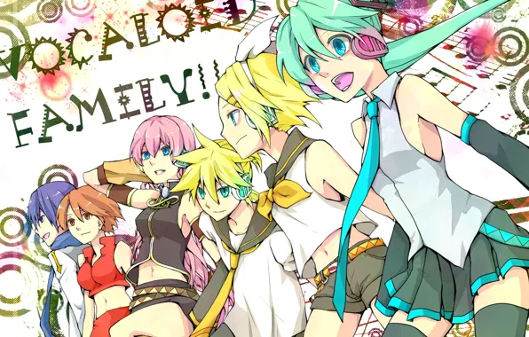 Аниме, арт, Vocaloid, Вокалоид, веселье, персонажи