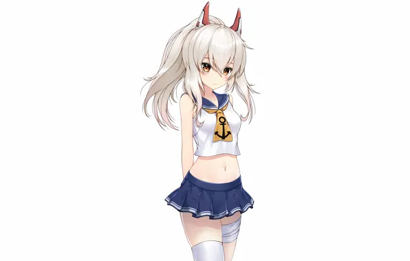 Girl, sexy, school uniform, thighhighs, long hair, anime, Ayanami, beautiful
