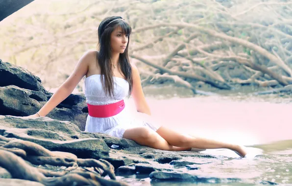 Девушка, поза, фон