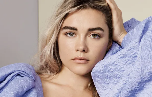 Взгляд, портрет, актриса, блондинка, Florence Pugh, Флоренс Пью