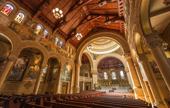 Glass, Cathedral, window, interior, Church, stained