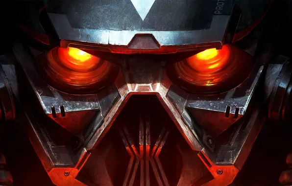 Маска, шлем, красные глаза, Killzone 3, железная маска