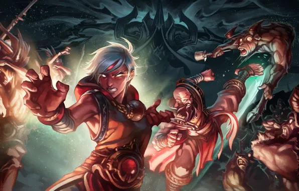Девушка, белые волосы, diablo 3, monk