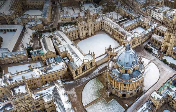 Картинка зима, Англия, панорама, Оксфорд