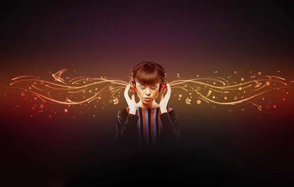 Девушка, креатив, наушники