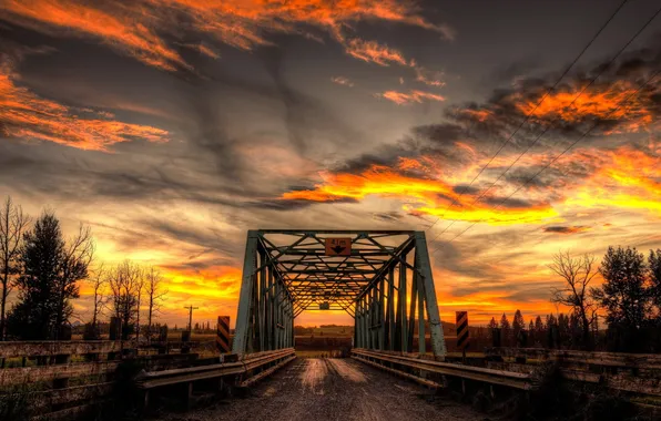 Пейзаж, ночь, мост