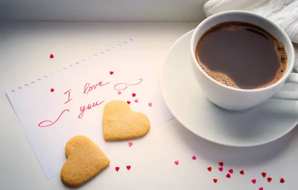 Сердце, кофе, чашка, love, heart, beans, coffee