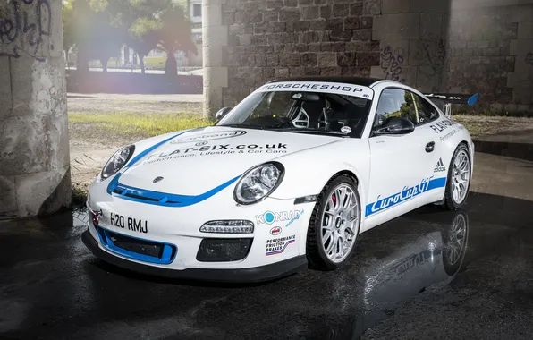 997, Porsche, white, спорткар, порше, Carrera S, EurocupGT, 3.8