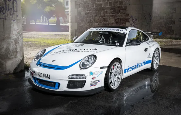 Картинка 997, Porsche, white, спорткар, порше, Carrera S, EurocupGT, 3.8