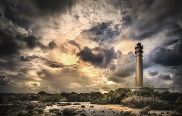 Картинка Lighthouse, Andalucía, Costa de Almería, Costa y faro Sabinal