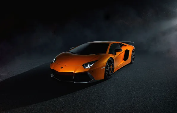 Картинка Lamborghini, Dark, Light, Orange, LP700-4, Aventador, Supercar, Brake