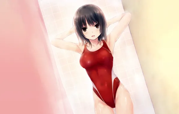 Girl, sexy, long hair, boobs, anime, beautiful, pretty, swimsuit