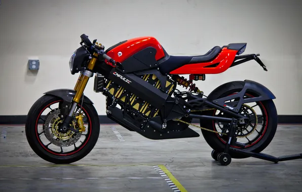 Картинка черный, мотоцикл, красно, спортивный, мотор.