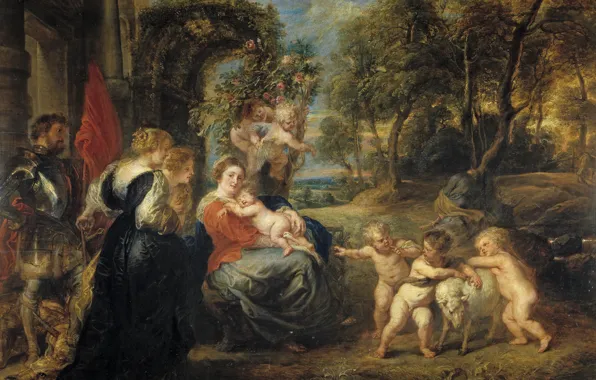 Картина, Питер Пауль Рубенс, мифология, Pieter Paul Rubens, Отдых на Пути в Египет со Святыми