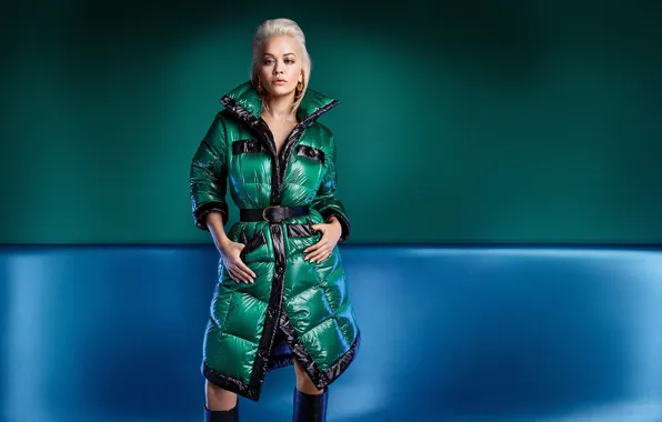 Взгляд, девушка, поза, фото, куртка, певица, Rita Ora