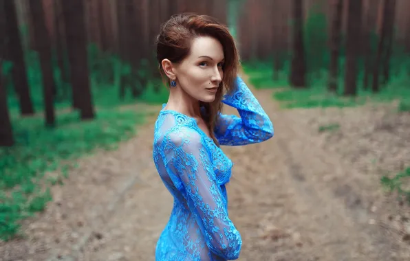Лес, девушка, деревья, фотография, портрет, Семён Семеняков