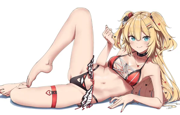 Kawaii, girl, Sexy, anime, blonde, cute, bikini, red bikini