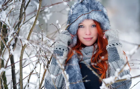 Картинка зима, девушка, портрет