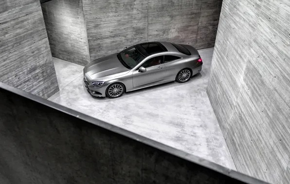 Картинка Mercedes-Benz, Авто, Машина, Мерседес, Серый, Серебро, Coupe, Вид сверху