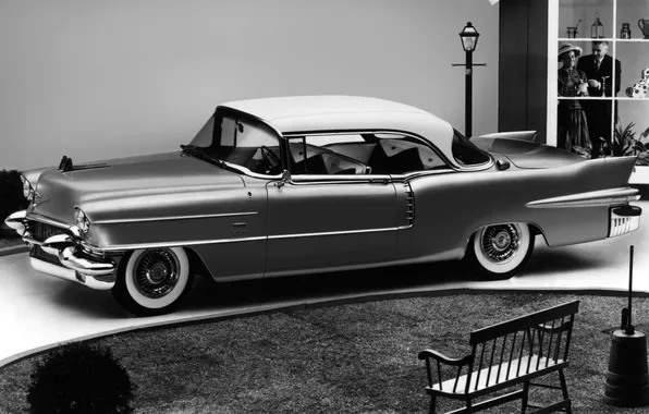 Картинка ретро, черно-белая, Cadillac Eldorado
