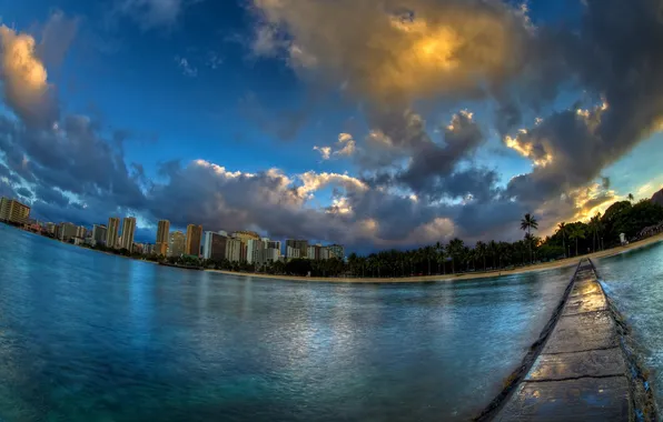 Картинка пейзаж, город, Waikiki Cloud