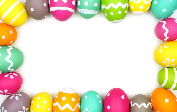Картинка рамка, colorful, Пасха, spring, Easter, eggs, decoration, Happy