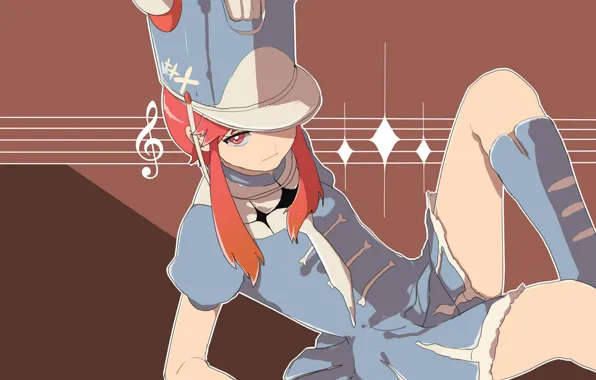 Ноты, рыжая, униформа, китель, кивер, kill la kill, nonon jakuzure